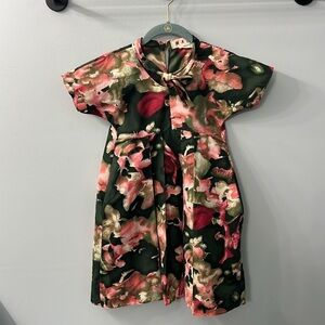 Marni Girls Floral Tie Neck Pleated Sleeveless Italian Made Dress Size 8